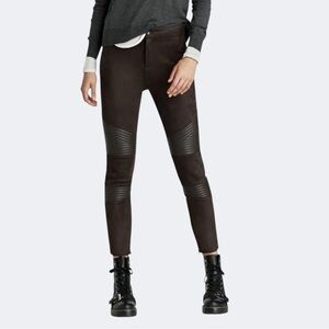 Zara Women’s Faux Suede Moto Leggings Slim Pant Chocolate Brown Size Small